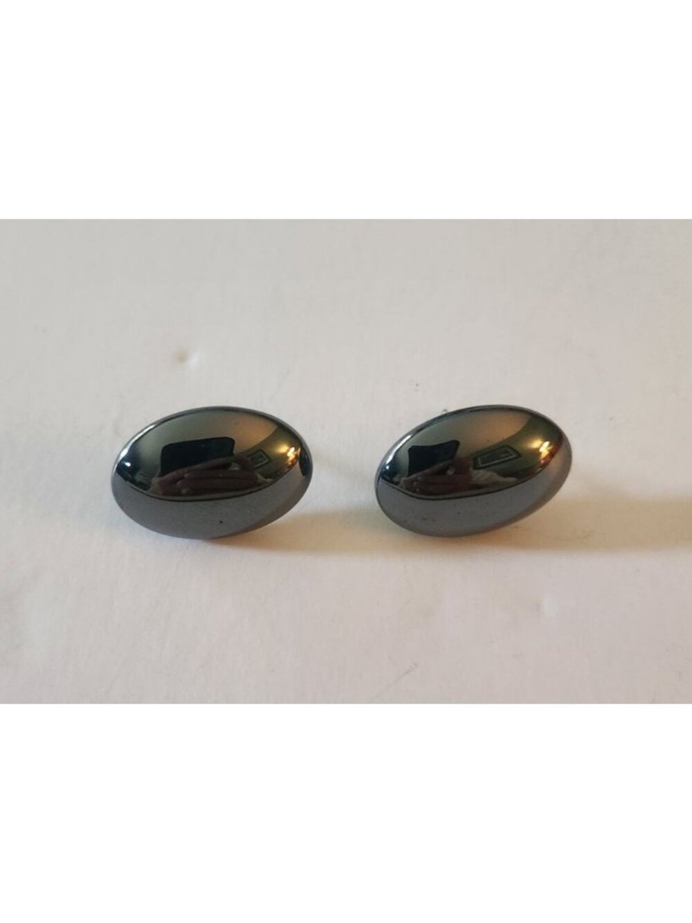 Hematite Earrings Studs Oval